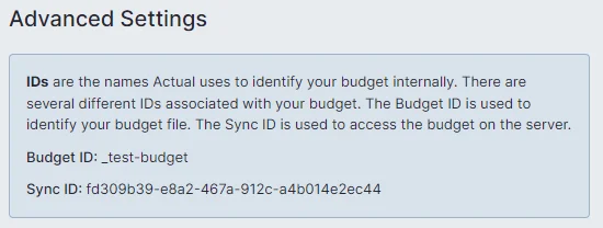 Image of BudgetID setting