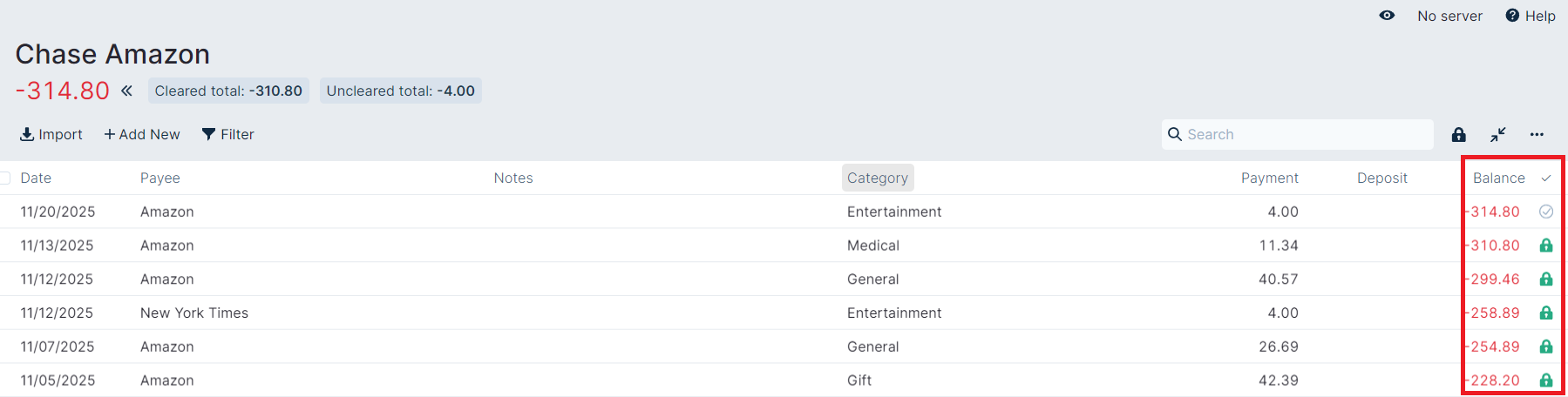 Image of newly locked transactions