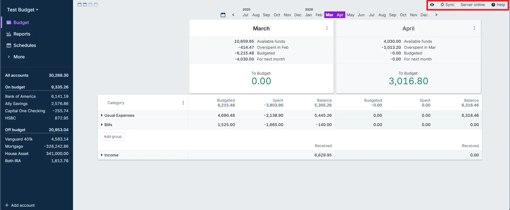 Full user interface with top right conner highlighted