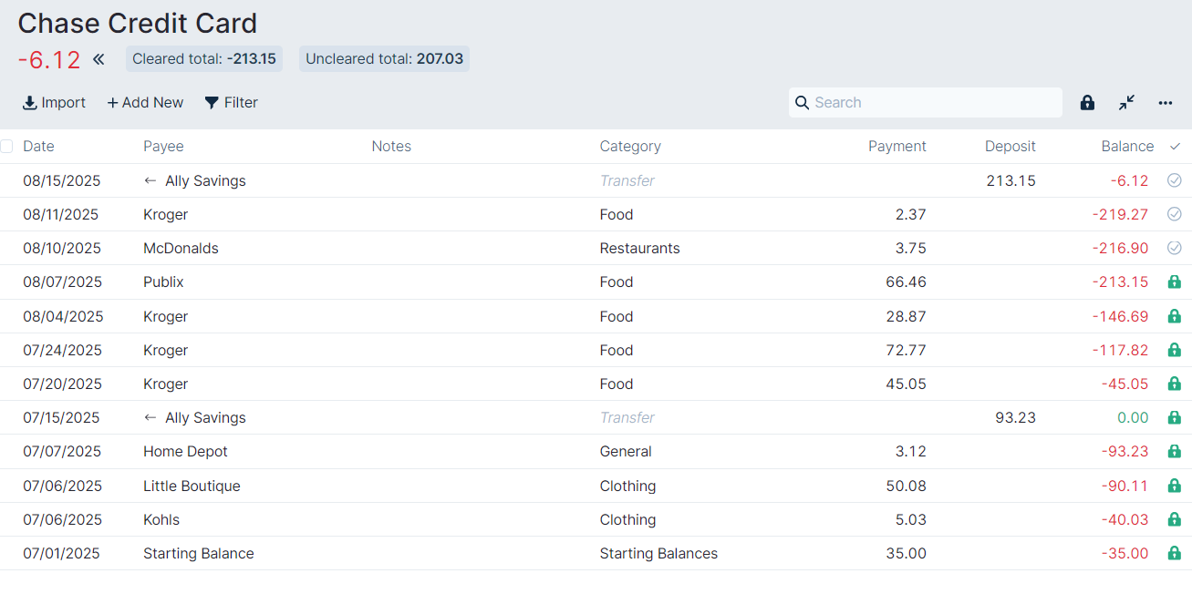 Chase August Payment